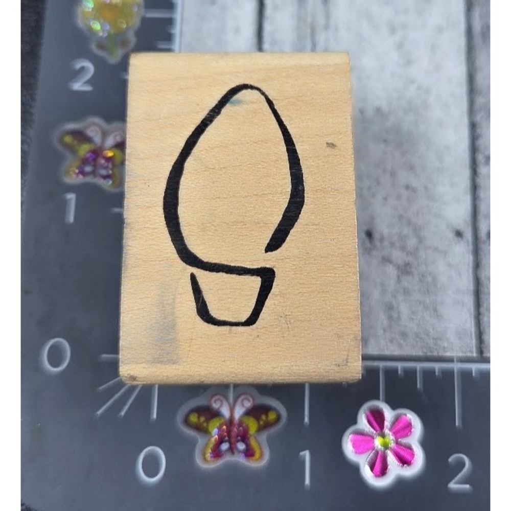 Inky Antics Lightbulb Outline Christmas Rubber Stamp Wood #S112